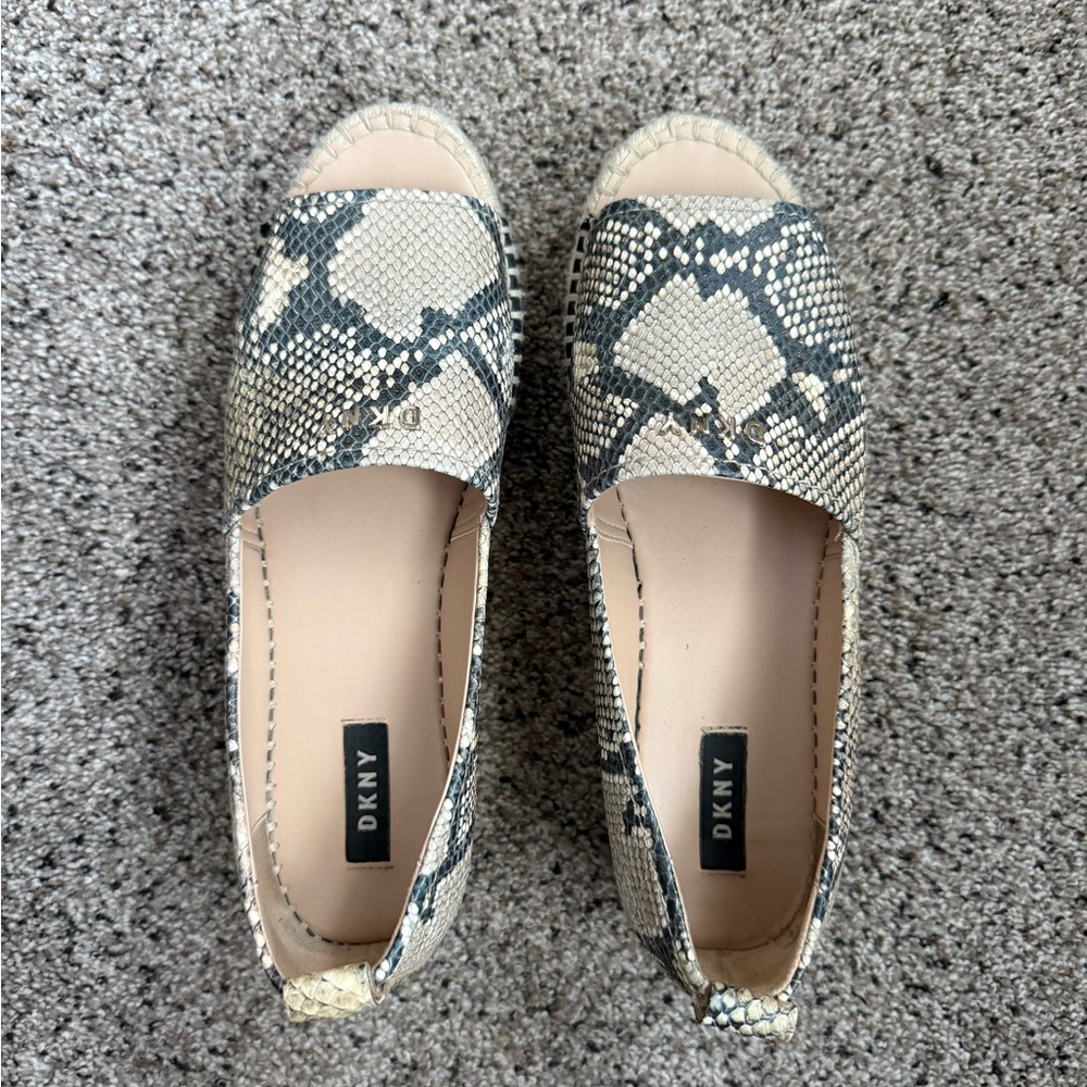 DKNY Snakeskin Espadrilles - Black and Cream